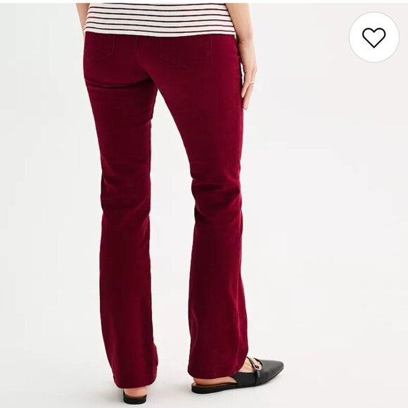 Draper James Women's Size 12 Burgundy Welt Pocket Bootcut High Rise Twill Pants - Picture 2 of 14